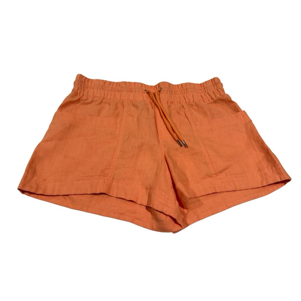 Athleta Women's Cabo 100% Linen 4" Inseam Shorts Light Orange Size 10 ECU